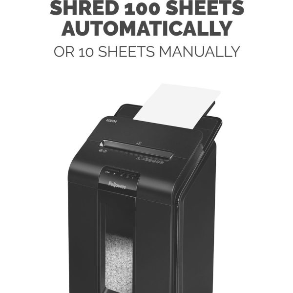 Fellowes® AutoMax™ 100M Micro-Cut Commercial Office Auto Feed 2-in-paper shredder with 100-Sheet Capacity - Image 7