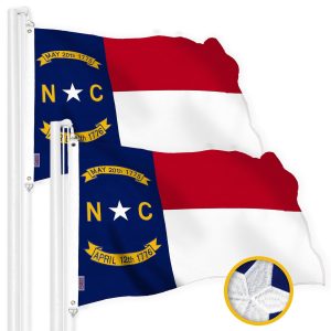 G128 2 Pack: North Carolina State Flag | 1x1.5 Ft | StormFlyer Series Embroidered 220GSM Spun Polyester | Embroidered Design, Indoor/Outdoor, Brass Grommets, Heavy Duty, All Weather