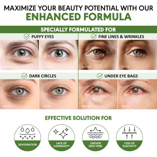 Green Tea Under Eye Patches for Wrinkles and Eye Bags   Eye Masks for Dark Circles and Puffiness with Collagen Hyaluronic Acid   Under Eye Mask for All Skin Types 30 Pairs - Image 2