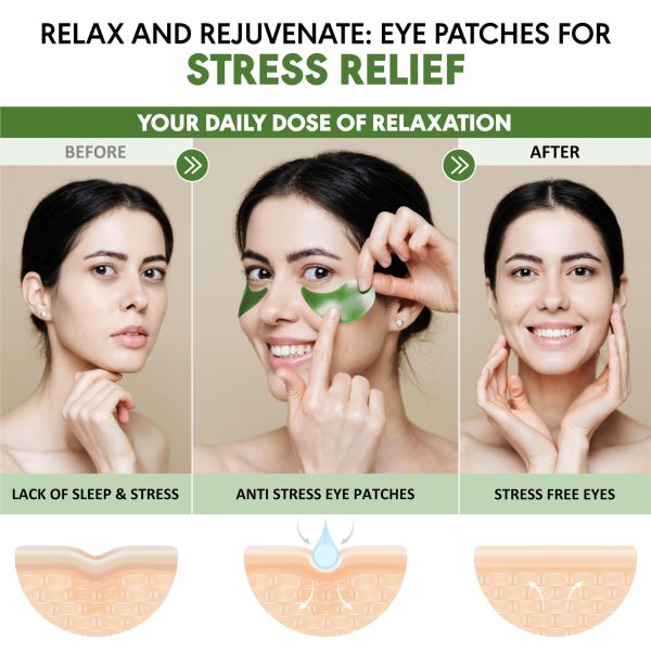 Green Tea Under Eye Patches for Wrinkles and Eye Bags   Eye Masks for Dark Circles and Puffiness with Collagen Hyaluronic Acid   Under Eye Mask for All Skin Types 30 Pairs - Image 3