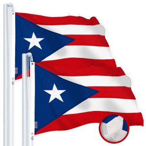 G128 2 Pack: Puerto Rico Puerto Rican Flag | 2.5x4 Ft | StormFlyer Series Embroidered 220GSM Spun Polyester | Embroidered Design, Indoor/Outdoor, Brass Grommets, Heavy Duty, All Weather