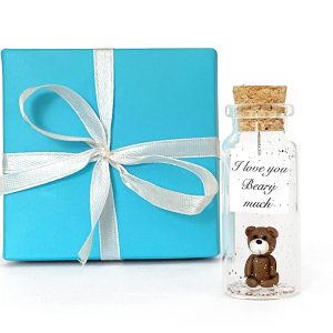 Cute and Kawaii Valentine's Day and Anniversary Presents Personalized Love Gifts for Boyfriend Girlfriend (Brown Bear I Love You Beary Much in Teal Gift Box)