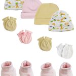 Preemie Baby Girl Caps With Infant Mittens And Booties - 10 Pack Nc_0215