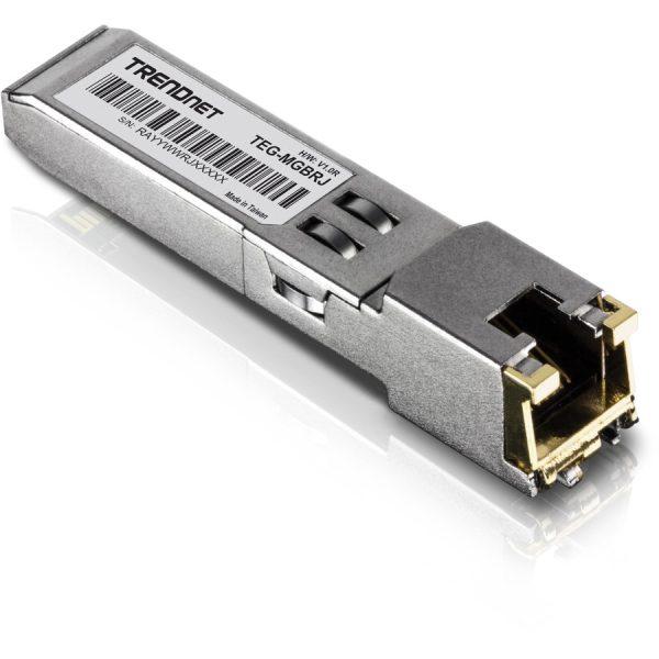 TRENDnet SFP to RJ45 1000BASE-T Copper SFP Module; TEG-MGBRJ; 100m (328 Ft.); RJ45 Connector; Hot Pluggable; Supports Data Rates Up to 1.25Gbps; IEEE 802.3ab Gigabit Ethernet; Lifetime Protection - Image 2