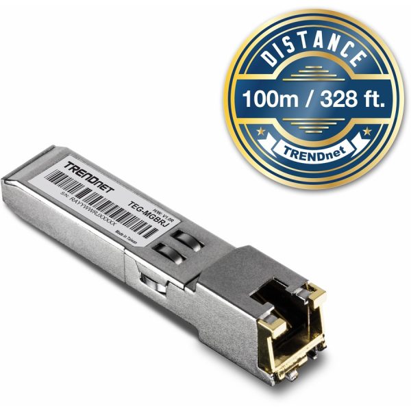 TRENDnet SFP to RJ45 1000BASE-T Copper SFP Module; TEG-MGBRJ; 100m (328 Ft.); RJ45 Connector; Hot Pluggable; Supports Data Rates Up to 1.25Gbps; IEEE 802.3ab Gigabit Ethernet; Lifetime Protection - Image 3