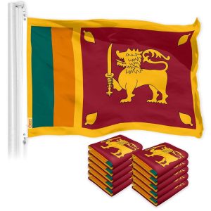 G128 10 Pack: Sri Lanka Sri Lankan Flag | 3x5 Ft | LiteWeave Pro Series Printed 150D Polyester | Country Flag, Vibrant Colors, Brass Grommets, Thicker and More Durable Than 100D 75D Polyester