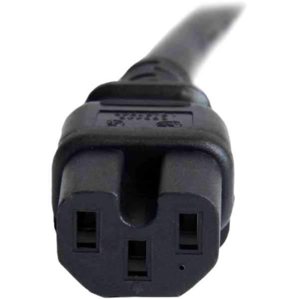 StarTech.com 3ft (1m) Heavy Duty Extension Cord, IEC C14 to IEC C15 Black Extension Cord, 15A 250V, 14AWG, Heavy Gauge Power Cable - Image 2