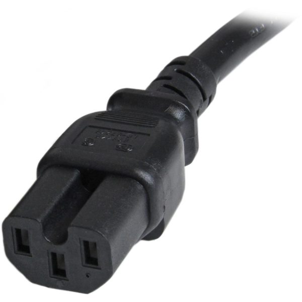 StarTech.com 3ft (1m) Heavy Duty Extension Cord, IEC C14 to IEC C15 Black Extension Cord, 15A 250V, 14AWG, Heavy Gauge Power Cable - Image 3