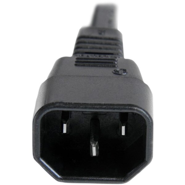 StarTech.com 3ft (1m) Heavy Duty Extension Cord, IEC C14 to IEC C15 Black Extension Cord, 15A 250V, 14AWG, Heavy Gauge Power Cable - Image 4