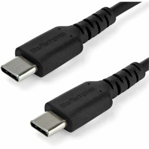 StarTech.com 1m USB C Charging Cable - Durable Fast Charge & Sync USB 2.0 Type C to C Charger Cord - TPE Jacket Aramid Fiber M/M 60W Black