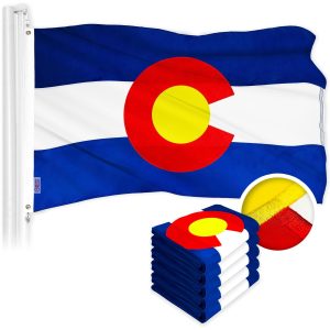 G128 5 Pack: Colorado CO State Flag | 2x3 Ft | ToughWeave Series Embroidered 300D Polyester | Embroidered Design, Indoor/Outdoor, Brass Grommets