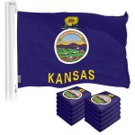 G128 10 Pack: Kansas KS State Flag | 3x5 Ft | LiteWeave Pro Series Printed 150D Polyester | Indoor/Outdoor, Vibrant Colors, Brass Grommets, Thicker and More Durable Than 100D 75D Polyester