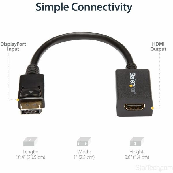 StarTech.com DisplayPort to HDMI Adapter, 1080p DP to HDMI Video Converter, DP to HDMI Monitor/TV Dongle, Passive, Latching DP Connector - Image 4