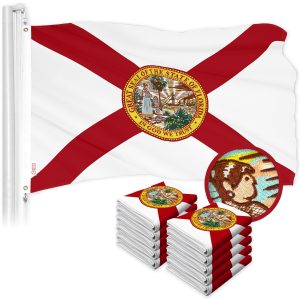 G128 10 Pack: Florida FL State Flag | 3x5 Ft | ToughWeave Series Embroidered 210D Polyester | Embroidered Design, Indoor/Outdoor, Vibrant Colors, Brass Grommets
