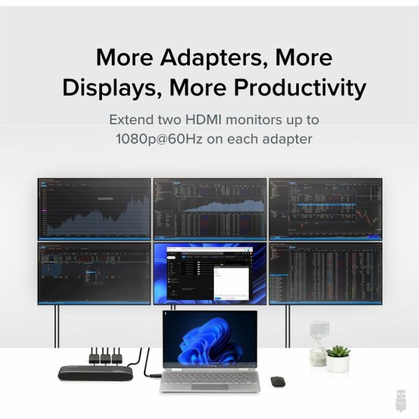 Plugable USB 3.0 or USB C to HDMI Adapter for Dual Monitors, Universal Video Graphics Adapter for Mac and Windows, Thunderbolt 3 / 4, USB 3.0 or USB-C - Image 3