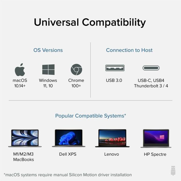 Plugable USB 3.0 or USB C to HDMI Adapter for Dual Monitors, Universal Video Graphics Adapter for Mac and Windows, Thunderbolt 3 / 4, USB 3.0 or USB-C - Image 4