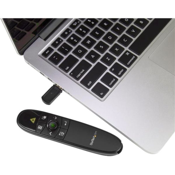 StarTech.com Wireless Presentation Remote with Green Laser Pointer - 90 ft. (27 m) - USB Presentation Clicker for Mac and Windows - Batteries Included - Wireless Slideshow and Volume Controls - Image 2