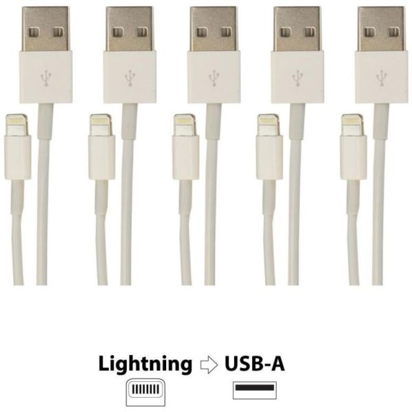 VisionTek Lightning to USB 1 Meter Cable White 5-Pack (M/M) - Image 3