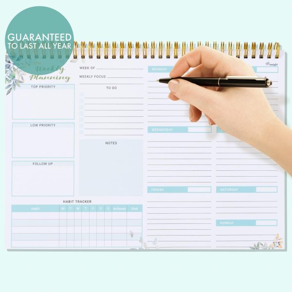 Weekly Undated Planner Notepad 8.5x12  –  52 Week Calendar & To Do List for Planning with Easy Tear off Sheets – Used for Goal Schedule & Habit Tracking (Floral) - Image 5
