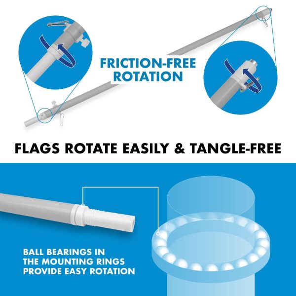 G128 - 6 Feet Tangle Free Spinning Flagpole (Silver) Oregon Double Sided Brass Grommets Embroidered 3x5 ft (Flag Included) Aluminum Flag Pole - Image 9