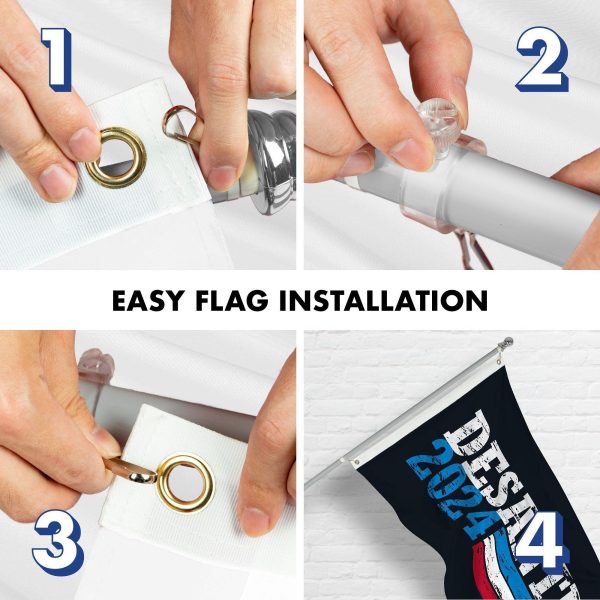 G128 Combo Pack: 6 Ft Tangle Free Aluminum Spinning Flagpole (Silver) & DeSantis Election 2024 Flag 3x5 Ft, LiteWeave Pro Series Printed 150D Polyester | Pole with Flag Included - Image 6