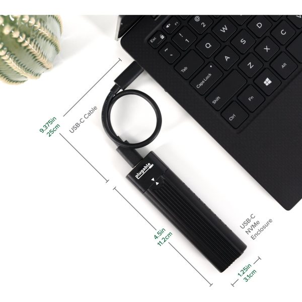 Plugable USB C to M.2 NVMe Tool-free Enclosure USB C and Thunderbolt 3 Compatible up to USB 3.1 Gen 2 Speeds (10Gbps). - Image 3