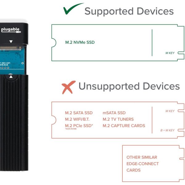 Plugable USB C to M.2 NVMe Tool-free Enclosure USB C and Thunderbolt 3 Compatible up to USB 3.1 Gen 2 Speeds (10Gbps). - Image 5