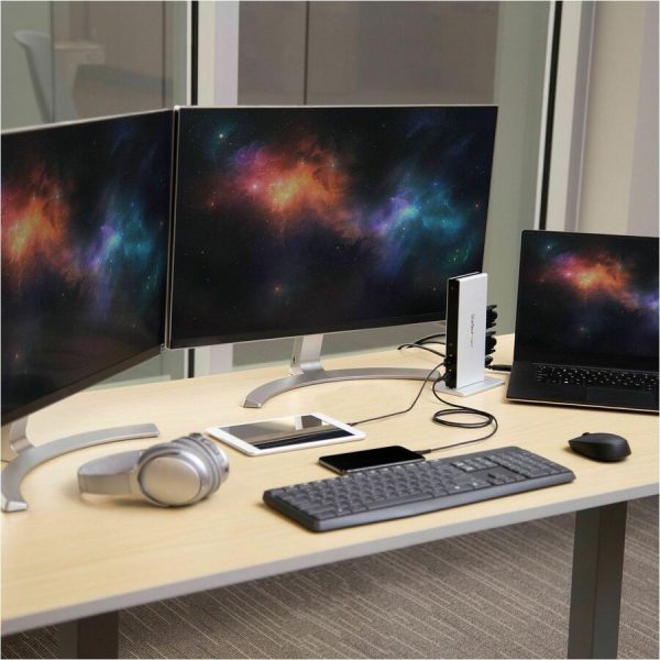 StarTech.com USB 3.0 Docking Station - Compatible with Windows / macOS - Dual DVI Docking Station Supports Dual Monitors - DVI to HDMI and DVI to VGA Adapters Included - USB3SDOCKDD - Image 4