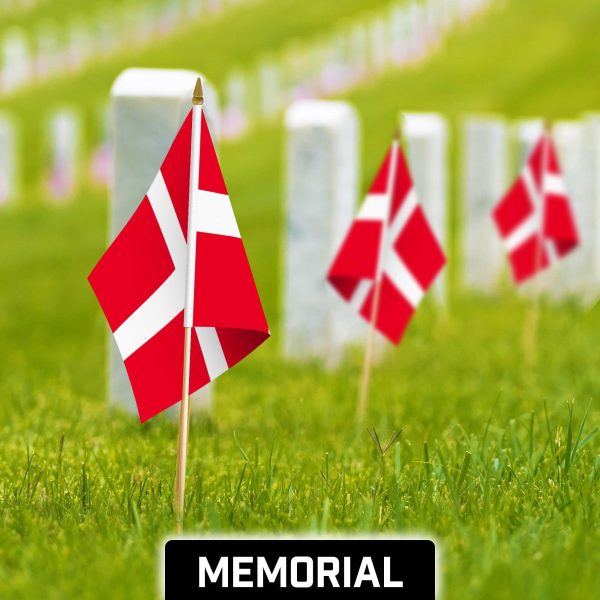 G128 24 Pack Handheld Denmark Danish Stick Flags | 12x18 In | Printed 150D Polyester, Country Flag, Solid Wooden Stick, Spear Gold Tip - Image 3