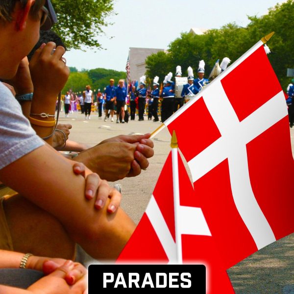 G128 24 Pack Handheld Denmark Danish Stick Flags | 12x18 In | Printed 150D Polyester, Country Flag, Solid Wooden Stick, Spear Gold Tip - Image 4