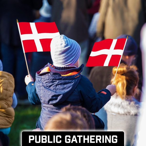 G128 24 Pack Handheld Denmark Danish Stick Flags | 12x18 In | Printed 150D Polyester, Country Flag, Solid Wooden Stick, Spear Gold Tip - Image 5