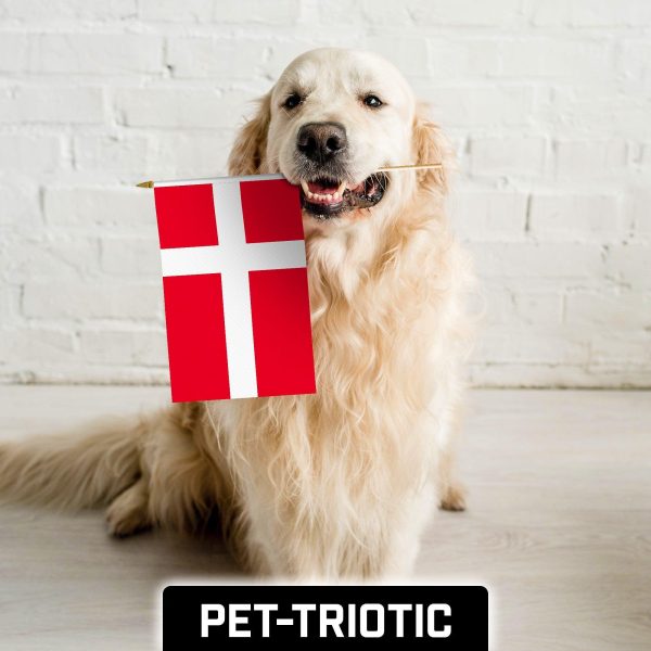 G128 24 Pack Handheld Denmark Danish Stick Flags | 12x18 In | Printed 150D Polyester, Country Flag, Solid Wooden Stick, Spear Gold Tip - Image 6