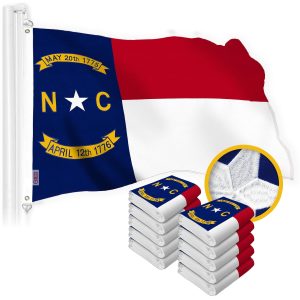 G128 10 Pack: North Carolina State Flag | 2x3 Ft | StormFlyer Series Embroidered 220GSM Spun Polyester | Embroidered Design, Indoor/Outdoor, Brass Grommets, Heavy Duty, All Weather