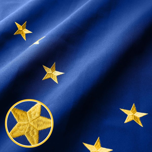 G128 Indiana State Flag | 5x8 Ft | StormFlyer Series Embroidered 220GSM Spun Polyester | Embroidered Design, Indoor/Outdoor, Brass Grommets, Heavy Duty, All Weather - Image 2