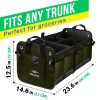 Trunk Organizer with Covering Net Attachable Non Slip Pads and Stainless Hooks Military Green - Image 5