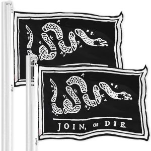 Join, or Die Black Flag 3x5 Ft 2-Pack Printed 150D Polyester By G128