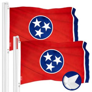 G128 2 Pack: Tennessee TN State Flag | 4x6 Ft | ToughWeave Series Embroidered 300D Polyester | Embroidered Design, Indoor/Outdoor, Brass Grommets
