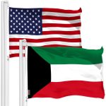 G128 Combo Pack: American USA Flag 3x5 Ft & Kuwait Kuwaiti Flag 3x5 Ft | Both LiteWeave Pro Series Printed 150D Polyester, Brass Grommets