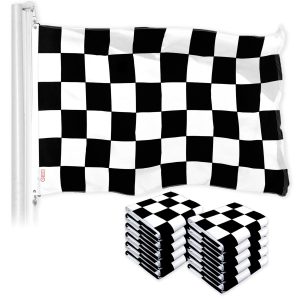 G128 10 Pack: Checkered Flag | 3x5 Ft | LiteWeave Pro Series Printed 150D Polyester | Indoor/Outdoor, Vibrant Colors, Brass Grommets, Thicker and More Durable Than 100D 75D Polyester