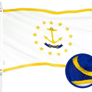 G128 Rhode Island State Flag | 2x3 Ft | ToughWeave Series Embroidered 300D Polyester | Embroidered Design, Indoor/Outdoor, Brass Grommets