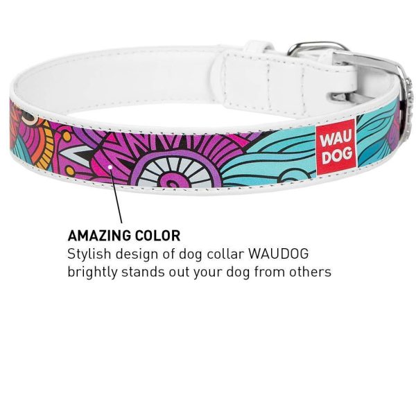 Design Leather Dog Collar for Puppy Small Medium and Large Dogs   Boy & Girl Leather Dog Collar   Leather Buckle Dog Collar White (10 1 4    13 3 4  Neck * 3 5  Wide Ethno 1) - Image 4