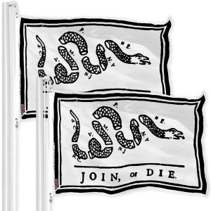 Join, or Die White Flag 3x5 Ft 2-Pack Printed 150D Polyester By G128