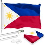 Flag Pole 6FT Silver Tangle Free & Philippines Philippine Flag 3x5 Ft Combo Printed 150D Polyester By G128