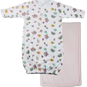 Print Infant Gown And Recieving Blanket Cs_0100