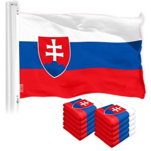G128 10 Pack: Slovakia Slovakian Flag | 3x5 Ft | LiteWeave Pro Series Printed 150D Polyester | Country Flag, Indoor/Outdoor, Vibrant Colors, Brass Grommets, Thicker and More Durable Than 100D 75D Poly