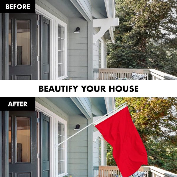 G128 Combo Pack: 5 Ft Tangle Free Aluminum Spinning Flagpole (White) & Solid Red Color Flag 2.5x4 Ft, LiteWeave Pro Series Printed 150D Polyester | Pole with Flag Included - Image 3