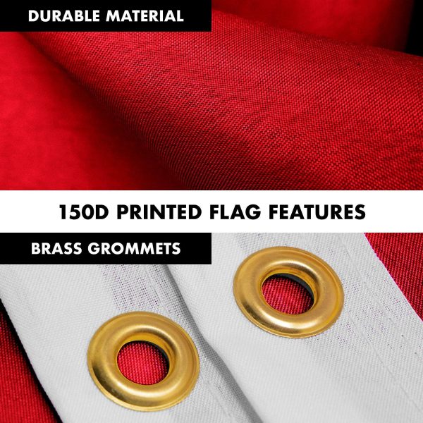 G128 Combo Pack: 5 Ft Tangle Free Aluminum Spinning Flagpole (White) & Solid Red Color Flag 2.5x4 Ft, LiteWeave Pro Series Printed 150D Polyester | Pole with Flag Included - Image 4