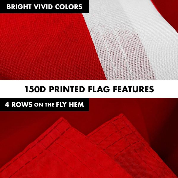 G128 Combo Pack: 5 Ft Tangle Free Aluminum Spinning Flagpole (White) & Solid Red Color Flag 2.5x4 Ft, LiteWeave Pro Series Printed 150D Polyester | Pole with Flag Included - Image 5