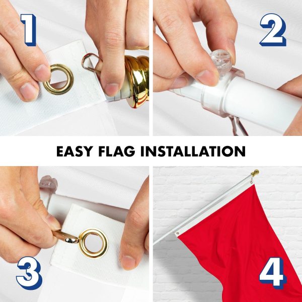 G128 Combo Pack: 5 Ft Tangle Free Aluminum Spinning Flagpole (White) & Solid Red Color Flag 2.5x4 Ft, LiteWeave Pro Series Printed 150D Polyester | Pole with Flag Included - Image 7