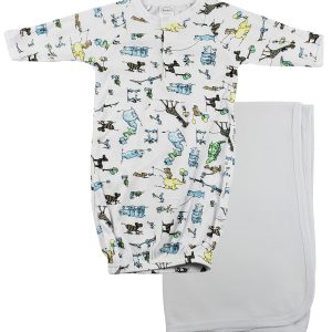 Print Infant Gown And Recieving Blanket Cs_0096